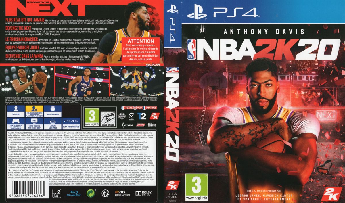 NBA 2K20 box art for Playstation 4